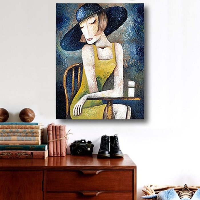 Abstract Girl Painting Modern Hand Painted Portrait Wall Art - Image 7