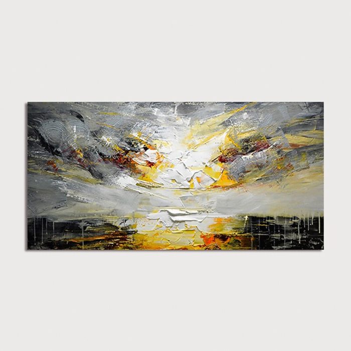 Abstract Large Textured Canvas Art Horizontal Painting For Decor - Image 2