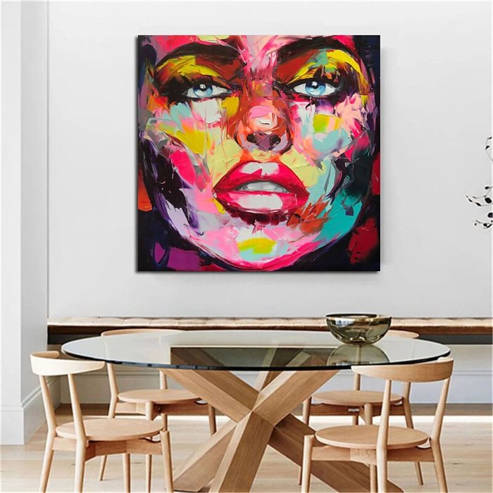 Colorful Face Of Woman Wall Art Pop Art Oil Painting Artwork - Image 6