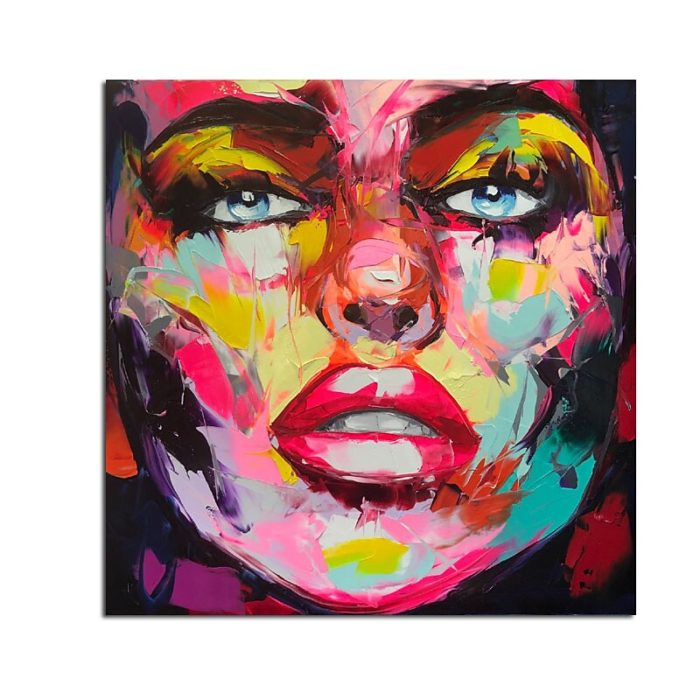 Colorful Face Of Woman Wall Art Pop Art Oil Painting Artwork - Image 2