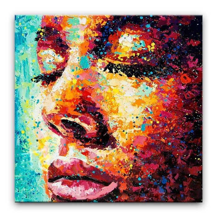 Face Figures Canvas Wall Art Knife Palette Acrylic Painting Decor - Image 4