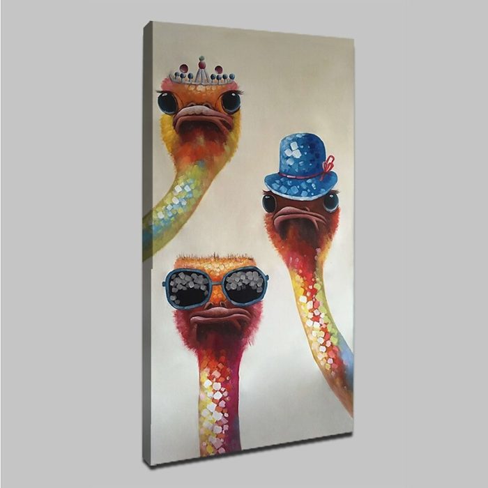 Family Of Ostrich Nursery Oil Painting Vertical Artwork Wall Art - Image 3