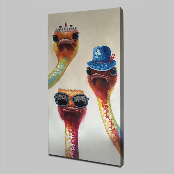 Family Of Ostrich Nursery Oil Painting Vertical Artwork Wall Art - Image 4