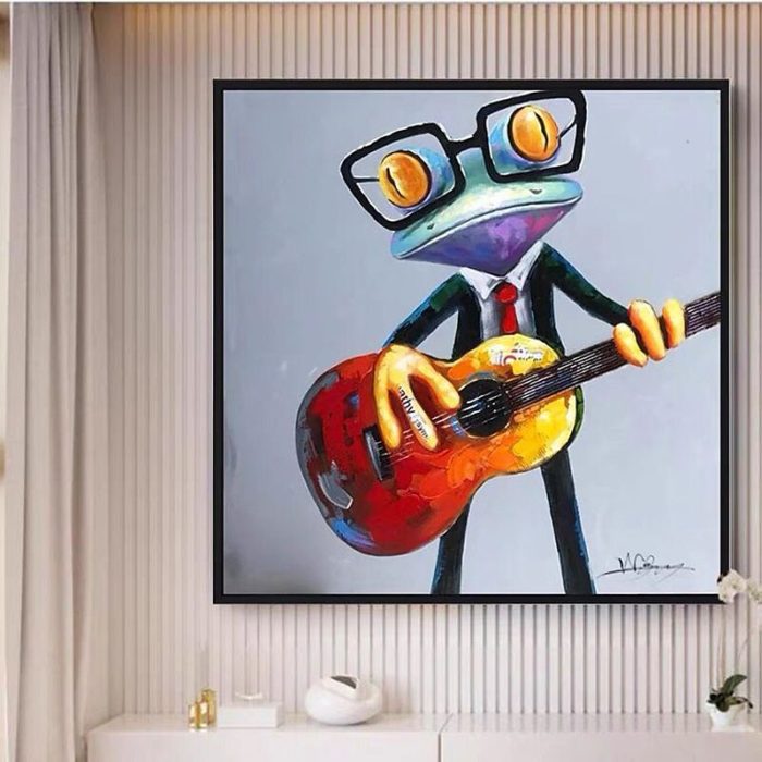 Gentry Frogs Plays Guitar Oil Painting Funny Animals Canvas Art - Image 4