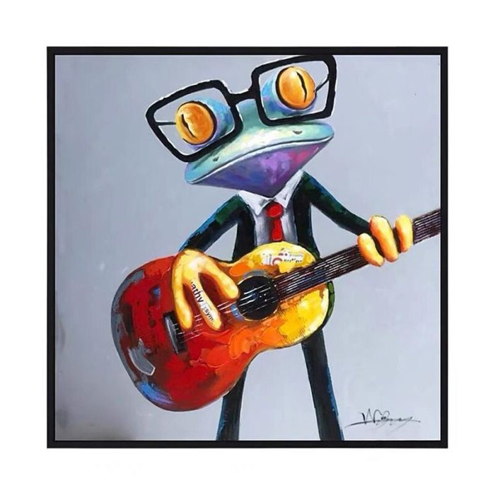 Gentry Frogs Plays Guitar Oil Painting Funny Animals Canvas Art - Image 2