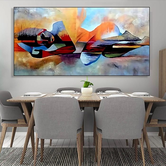 Lord Buddha Oil Painting On Canvas Religious Wall Art Over Sofa - Image 8