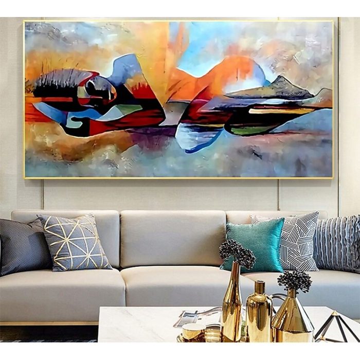 Lord Buddha Oil Painting On Canvas Religious Wall Art Over Sofa - Image 7