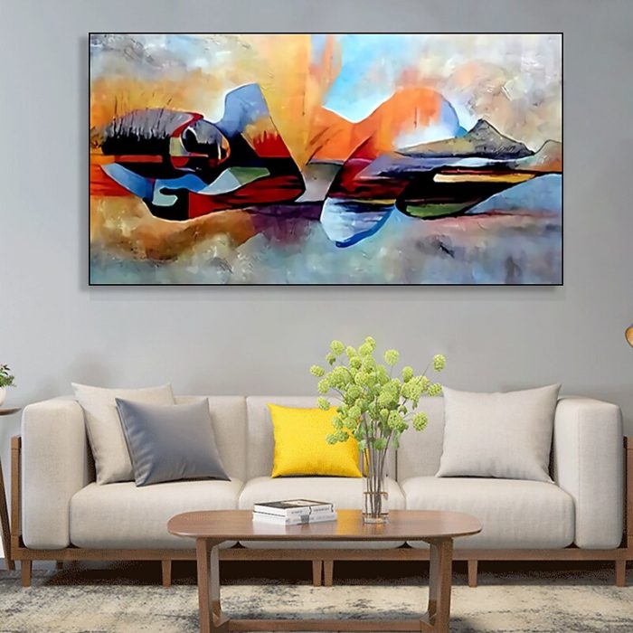 Lord Buddha Oil Painting On Canvas Religious Wall Art Over Sofa - Image 6