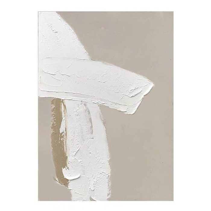 Minimalist Abstract Oil Painting White And Light Grey Wall Art - Image 2