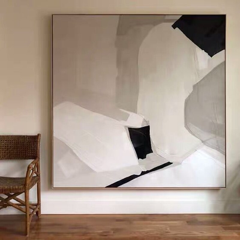 black and white abstract painting minimal