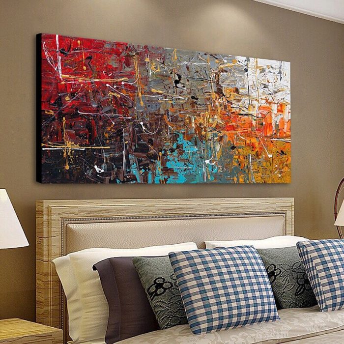 Modern Abstract Canvas Painting Metallic Hand-Crafted Artwork - Image 7