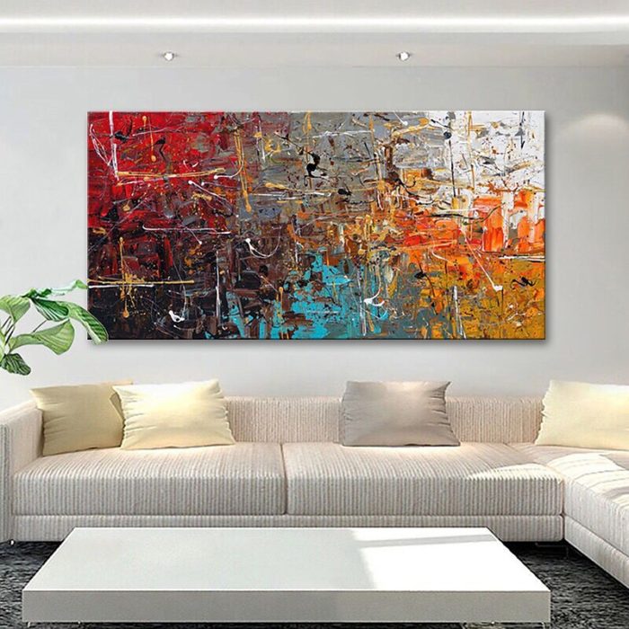 Modern Abstract Canvas Painting Metallic Hand-Crafted Artwork - Image 5