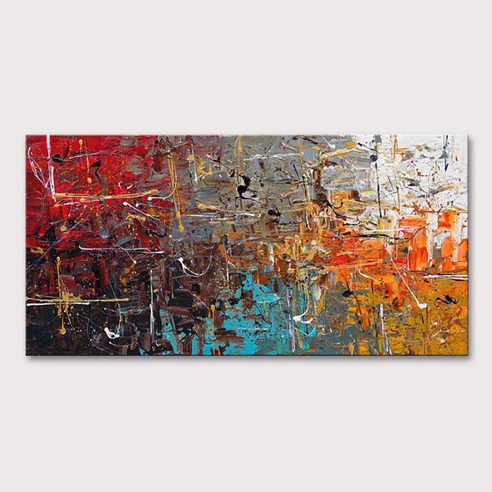 Modern Abstract Canvas Painting Metallic Hand-Crafted Artwork - Image 2