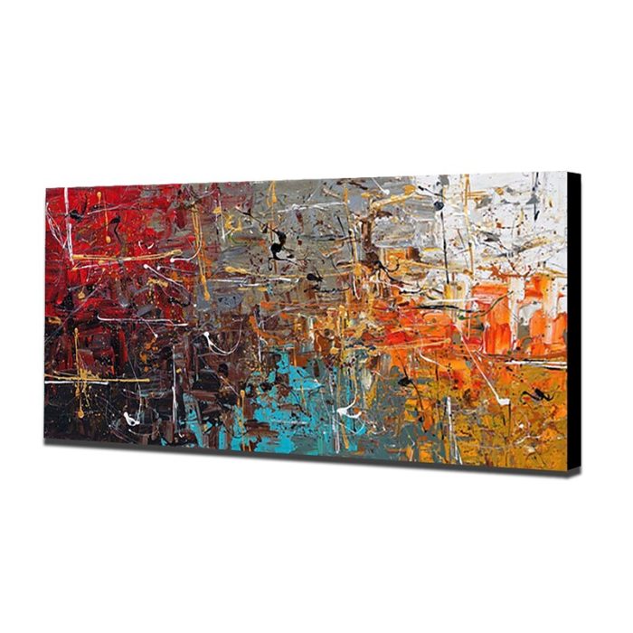 Modern Abstract Canvas Painting Metallic Hand-Crafted Artwork - Image 4