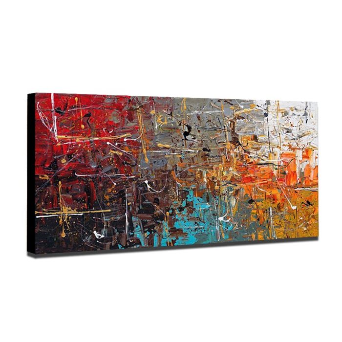 Modern Abstract Canvas Painting Metallic Hand-Crafted Artwork - Image 3