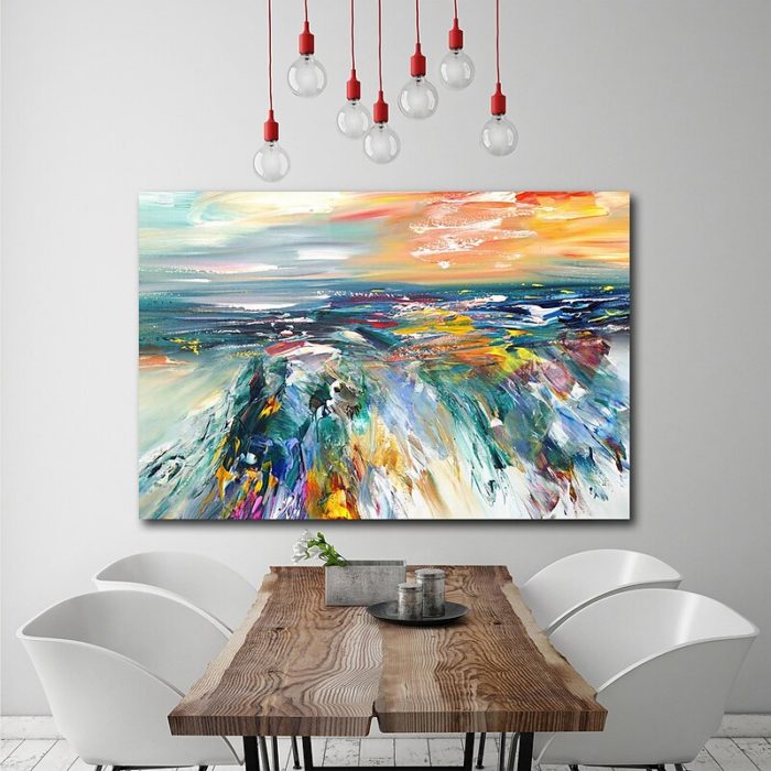 Modern Abstract Seascape Textured Oil Painting For Living Room - Image 4