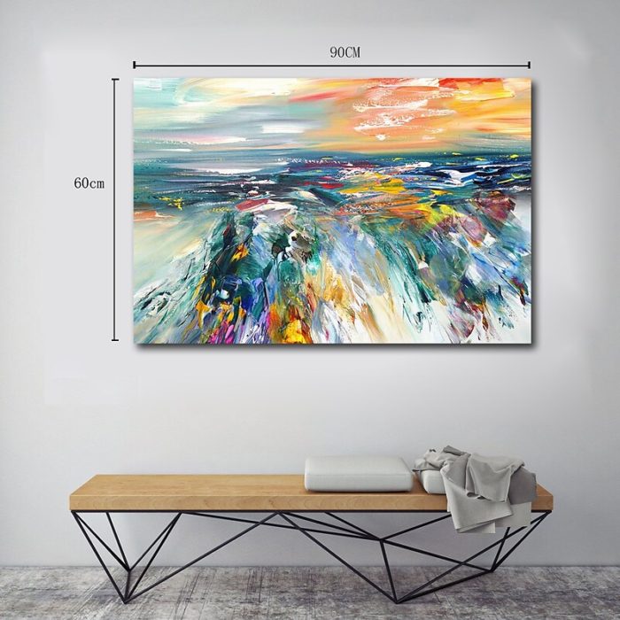 Modern Abstract Seascape Textured Oil Painting For Living Room - Image 5