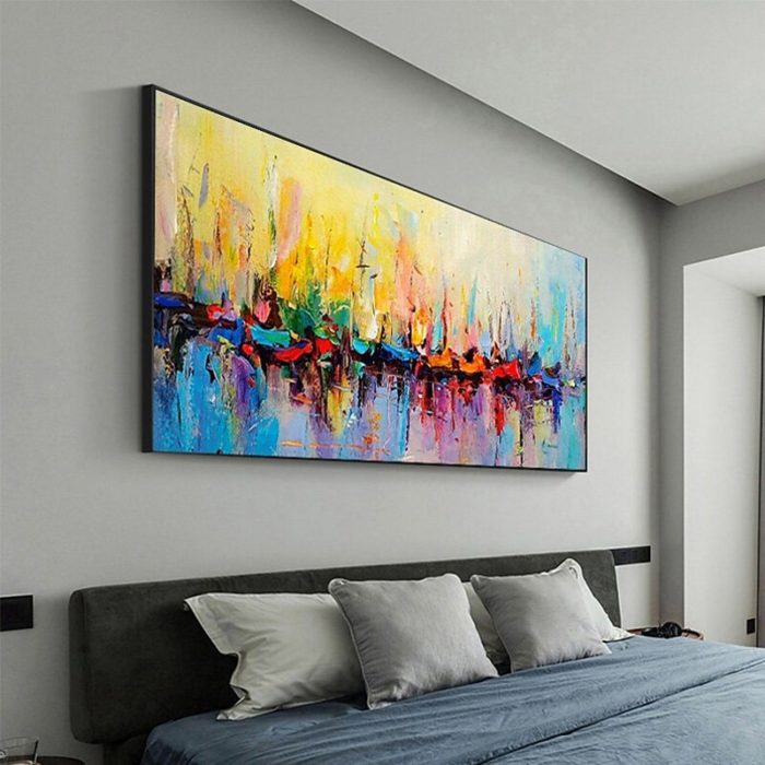 Modern Abstract Wall Painting Multicolor Handmade Canvas Art - Image 4