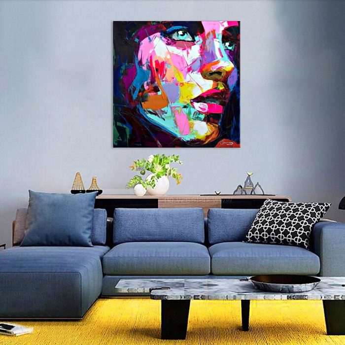 Square Large Living Room Modern Figure Face Decorative Paintings - Image 5