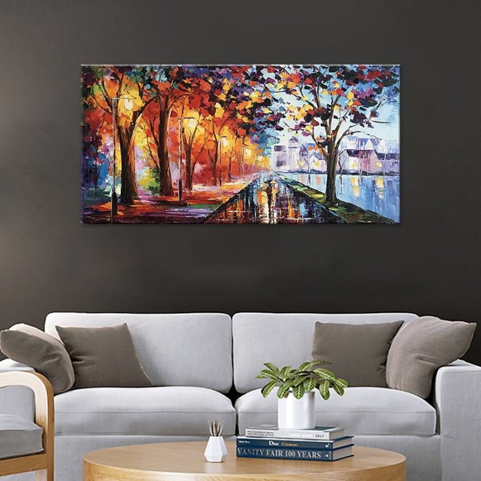 Uptown Scape Wall Art Multicolor Texture Canvas Painting Decor