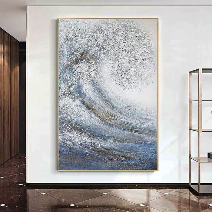 Wave Landscape Handmade Canvas Painting For Large Living Room - Image 5