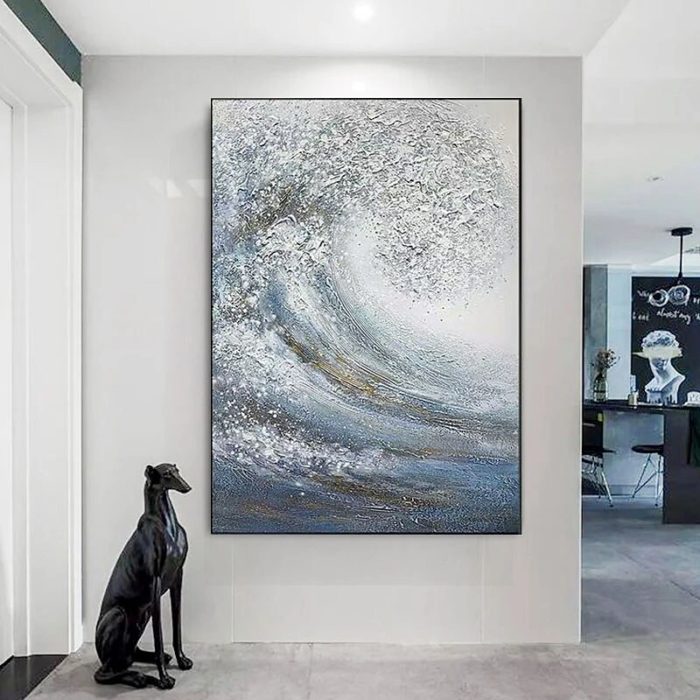 Wave Landscape Handmade Canvas Painting For Large Living Room - Image 6