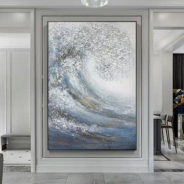 Wave Landscape Handmade Canvas Painting For Large Living Room - Image 3