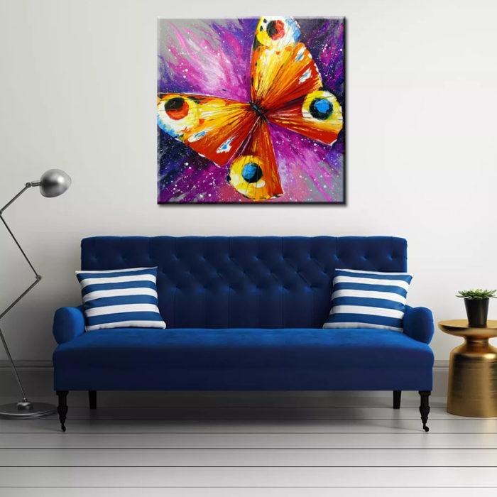 Square Canvas Paintings of Red Butterfly 3D Animal Wall Art - Image 5