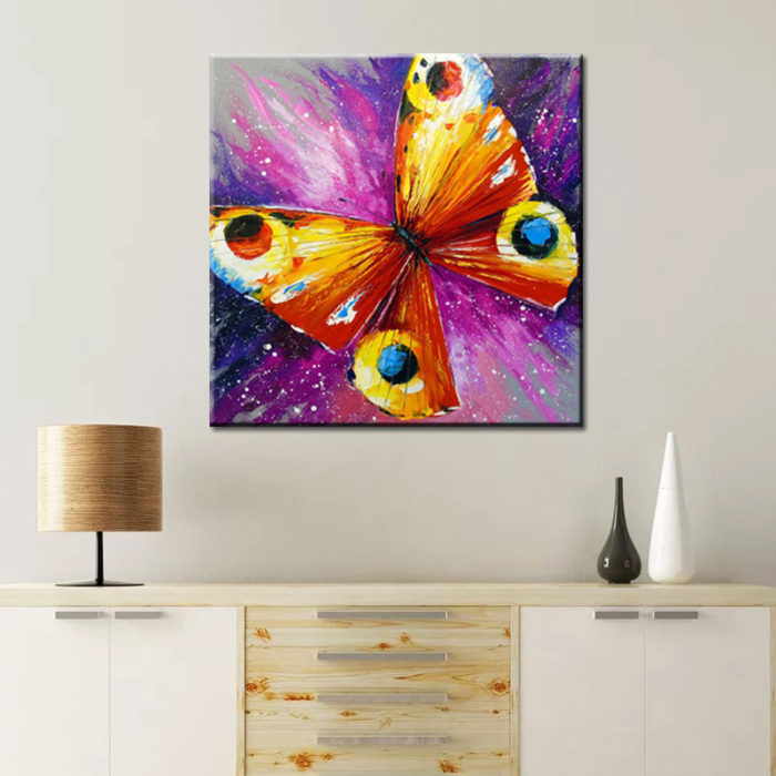 Square Canvas Paintings of Red Butterfly 3D Animal Wall Art - Image 6