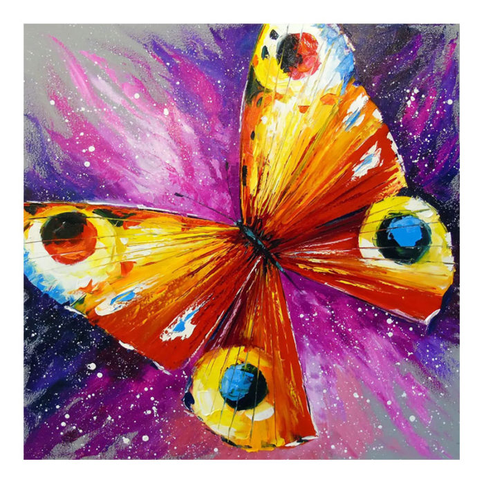 Square Canvas Paintings of Red Butterfly 3D Animal Wall Art - Image 2