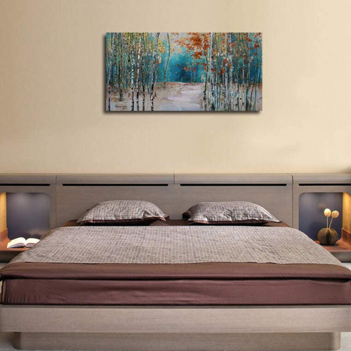 Hand Painted Aspen Tree Wall Art Texture Artwork Decor Living Room - Image 3