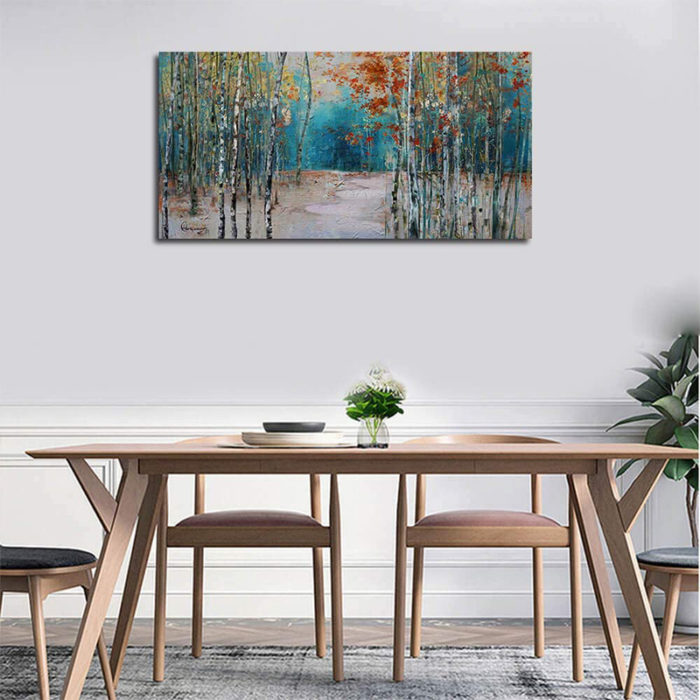 Hand Painted Aspen Tree Wall Art Texture Artwork Decor Living Room - Image 5