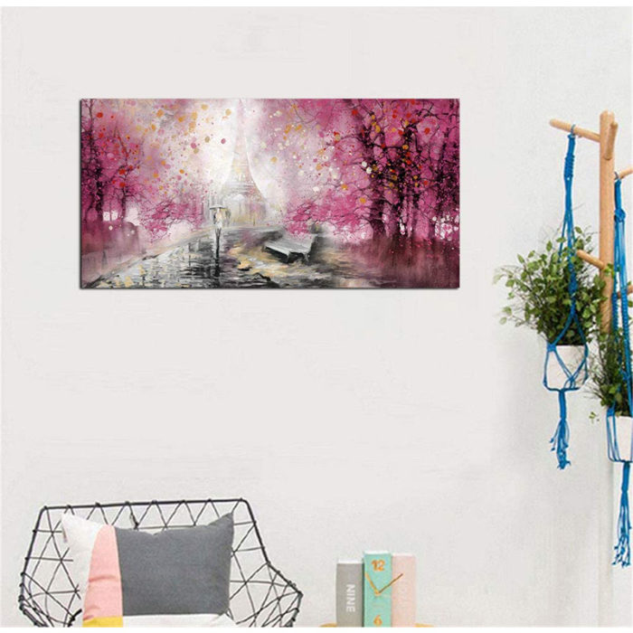 Pink Aspen Tree Oil Painting Birch Tree Art Home Decoration - Image 5