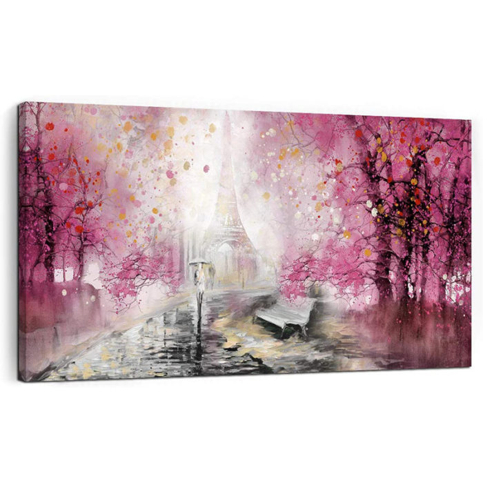 Pink Aspen Tree Oil Painting Birch Tree Art Home Decoration - Image 2