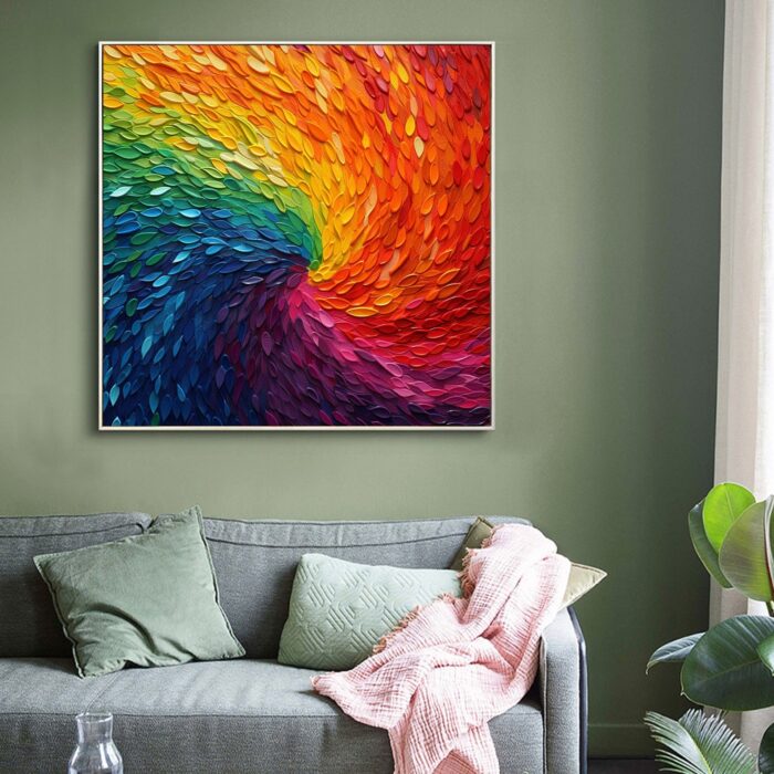 Colorful Texture Oil Painting on Canvas Thick Textured Square Wall Art Abstract Rotation Texture Painting Living Room Wall Decor - Image 6