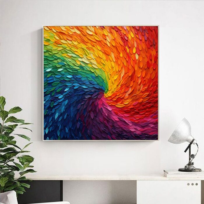 Colorful Texture Oil Painting on Canvas Thick Textured Square Wall Art Abstract Rotation Texture Painting Living Room Wall Decor - Image 7