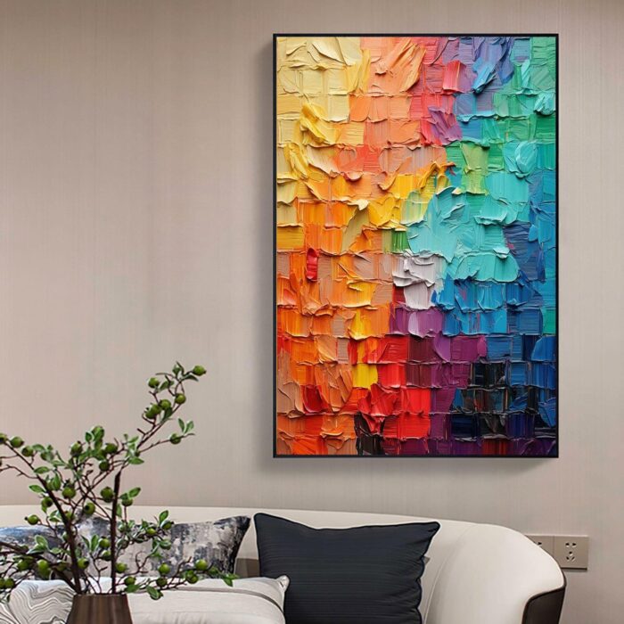 Colorful Texture Painting Large Thick Oil Wall Decor Abstract Canvas Wall Art Vertical Home Bedroom Wall Decoration - Image 4