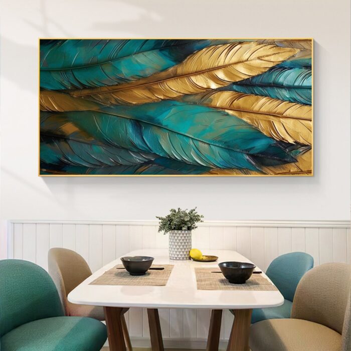 Extra Large Gold Leaf Canvas Art Abstract Green and Gold Painting Canvas Wall Art Modern Home Decoration Art - Image 5