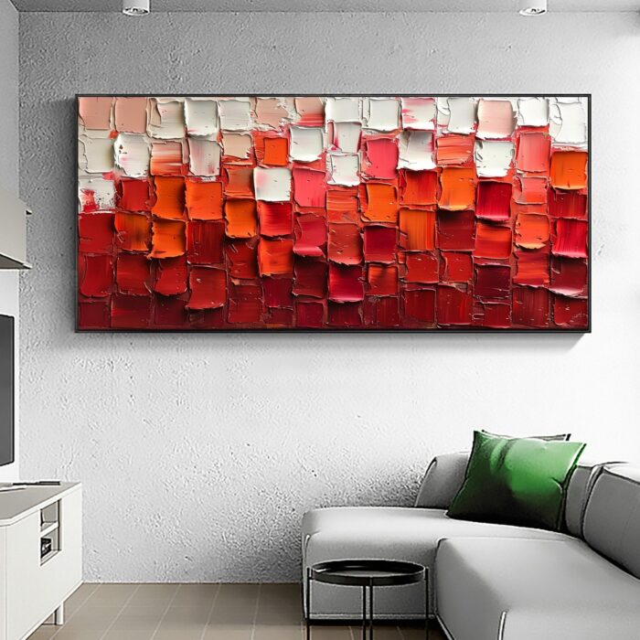 Hand Painted White Red Rich Texture Canvas Painting Red Textured Extra Large Original Art Canvas Wall Decor - Image 6