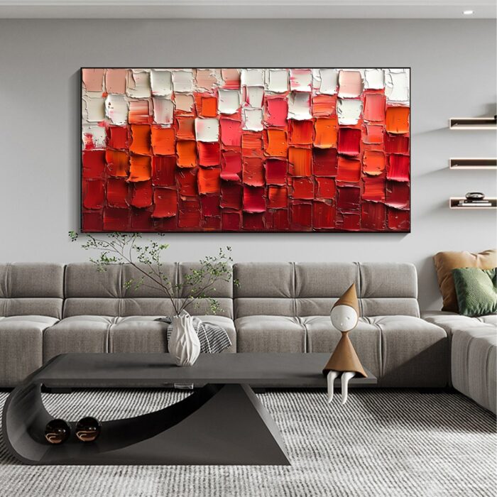 Hand Painted White Red Rich Texture Canvas Painting Red Textured Extra Large Original Art Canvas Wall Decor - Image 4