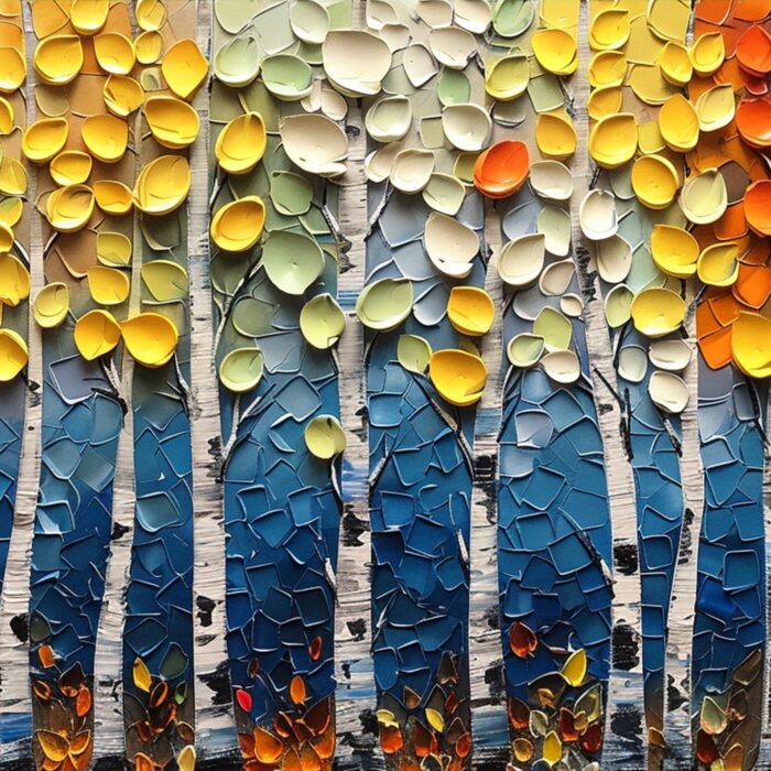 Large Landscape Birch Tree on Canvas Colorful Poplar Tree Oil Painting Texture Forest Canvas Wall Art Decor Living Room - Image 2