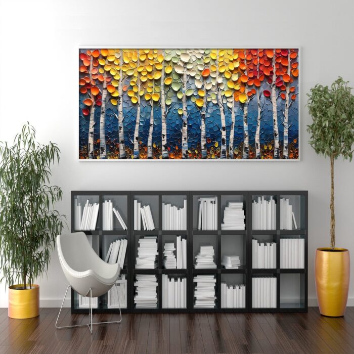 Large Landscape Birch Tree on Canvas Colorful Poplar Tree Oil Painting Texture Forest Canvas Wall Art Decor Living Room - Image 6