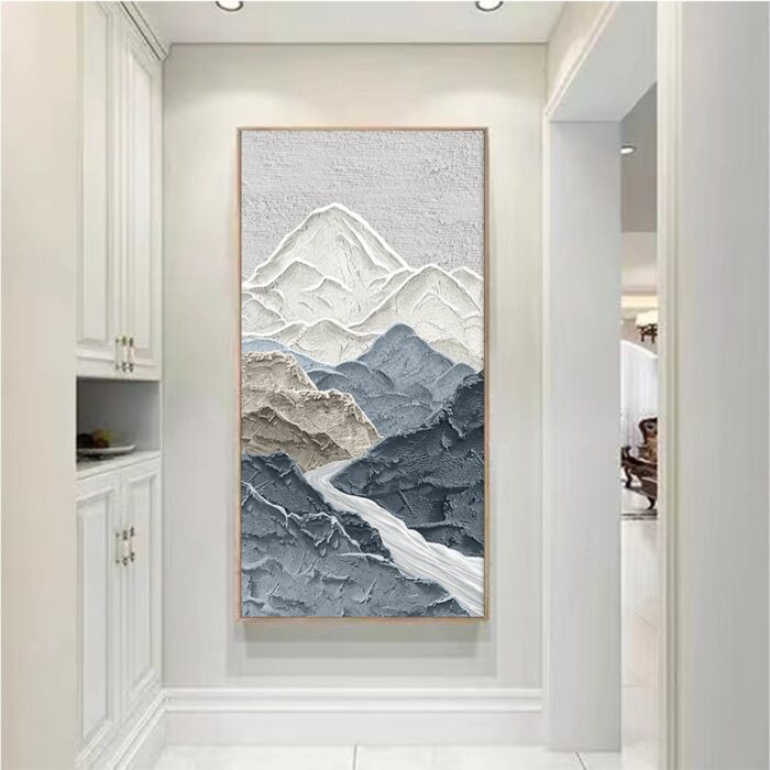 Mountain Wall Art Decor Gray White Landscape Mountain Painting Textured Scenery Canvas Wall Art  for Living Room - Image 4