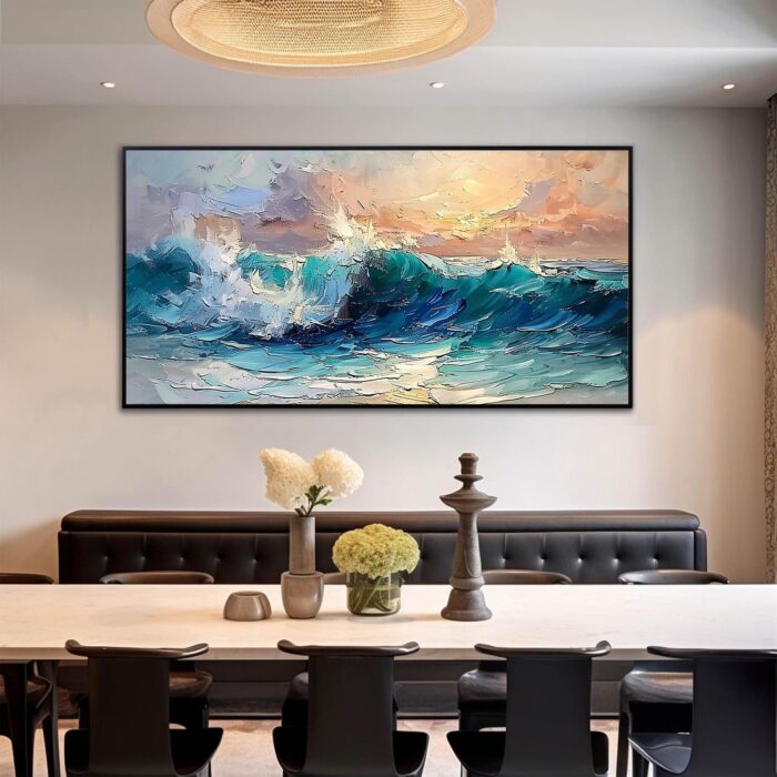 Ocean Wave Wall Art Sea Wave Canvas Wall Art Rolling Waves Canvas Art Blue Wave Large Wall Art Home Decor - Image 4