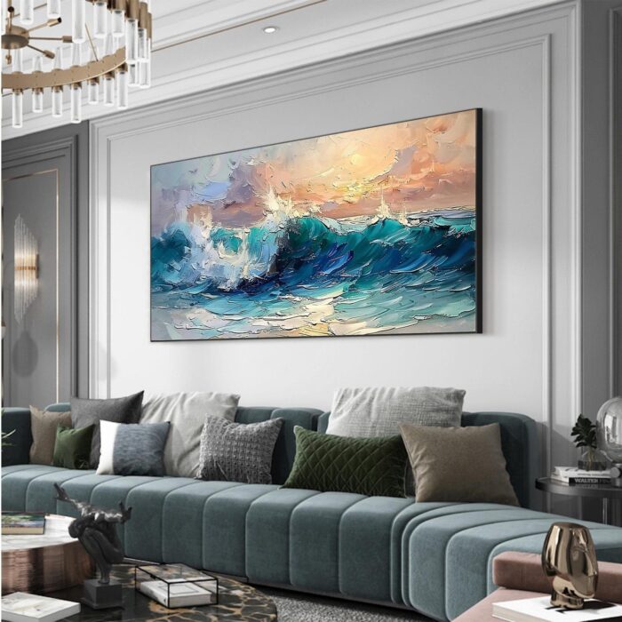 Ocean Wave Wall Art Sea Wave Canvas Wall Art Rolling Waves Canvas Art Blue Wave Large Wall Art Home Decor - Image 9