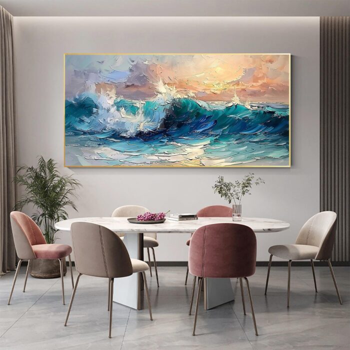 Ocean Wave Wall Art Sea Wave Canvas Wall Art Rolling Waves Canvas Art Blue Wave Large Wall Art Home Decor - Image 5