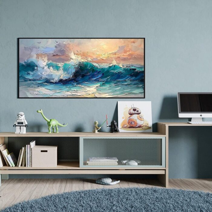 Ocean Wave Wall Art Sea Wave Canvas Wall Art Rolling Waves Canvas Art Blue Wave Large Wall Art Home Decor - Image 6