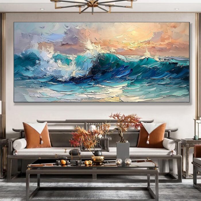 Ocean Wave Wall Art Sea Wave Canvas Wall Art Rolling Waves Canvas Art Blue Wave Large Wall Art Home Decor