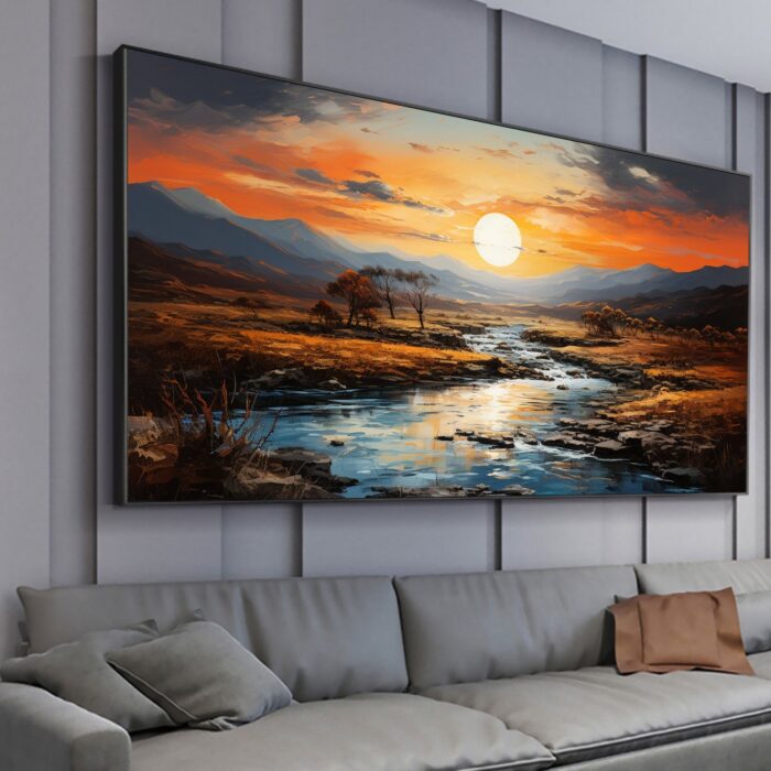 Outdoors Landscape Abstract Nature River Sunset Canvas Wall Art Landscape Wall Painting Nature Art  Decor Living Room Office - Image 7