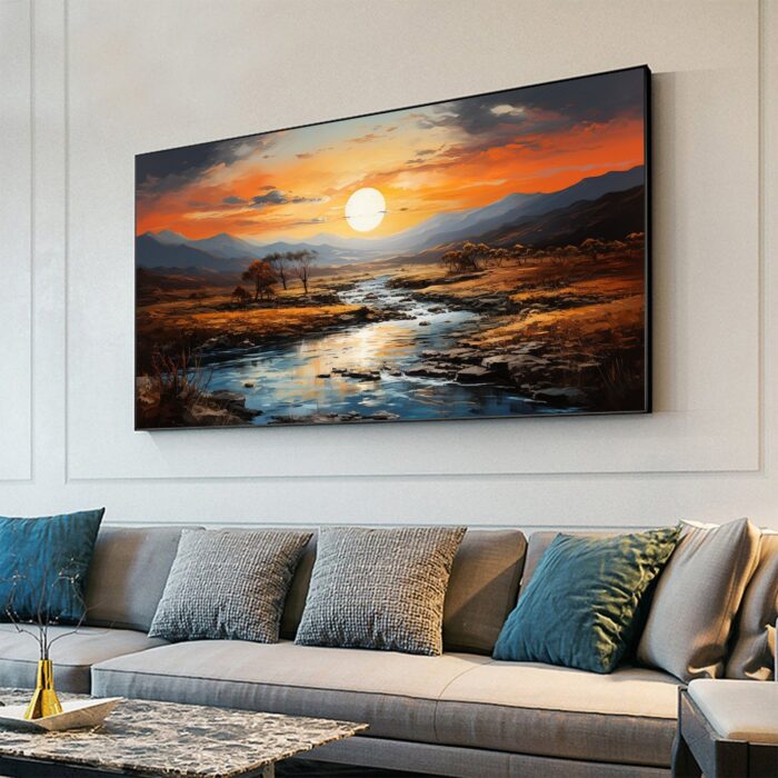 Outdoors Landscape Abstract Nature River Sunset Canvas Wall Art Landscape Wall Painting Nature Art  Decor Living Room Office - Image 8